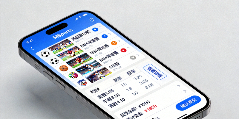 通过M88移动界面在MSports上投注的过程展示，显示赛事选择、赔率和投注单确认