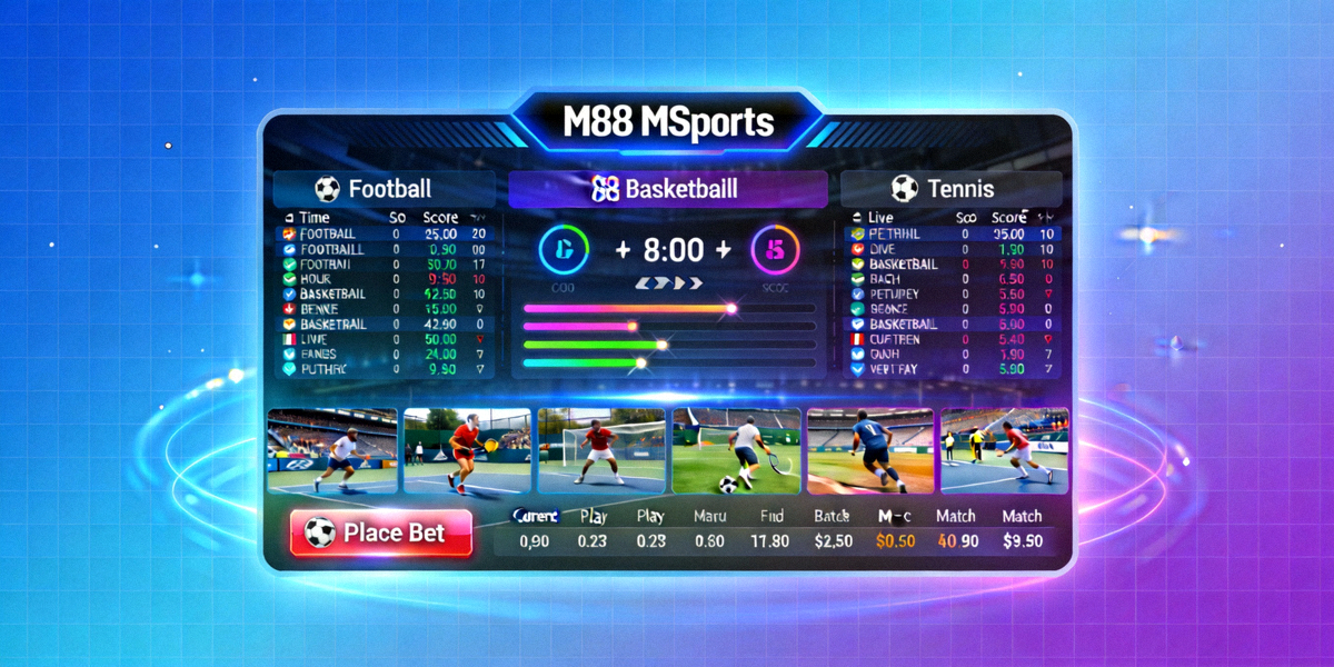 M88 MSports platform featuring real-time odds and in-play betting actions for various sports events